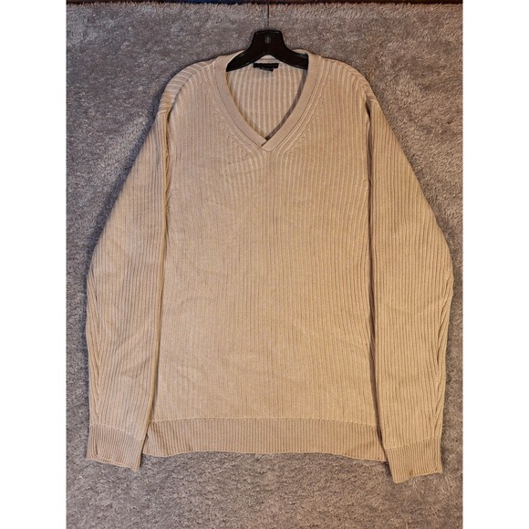 Alex Stevens Other - Alex Stevens Mens XL Ribbed Pullover Sweater Cream V-Neck 100% Cotton RN69377